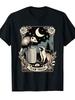 Unisex T-shirt Funny Raccoon& Possum Vintage Tarot Card T-Shirt- Lightweight Short Sleeve Crew Neck Tee with Raccoo