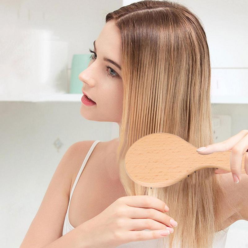 Fine Hair Brush For Women Flyaway Hair Frizz Reduce Comb Boar Bristle With Massage Brush Wooden Handle Personal Hairstyle