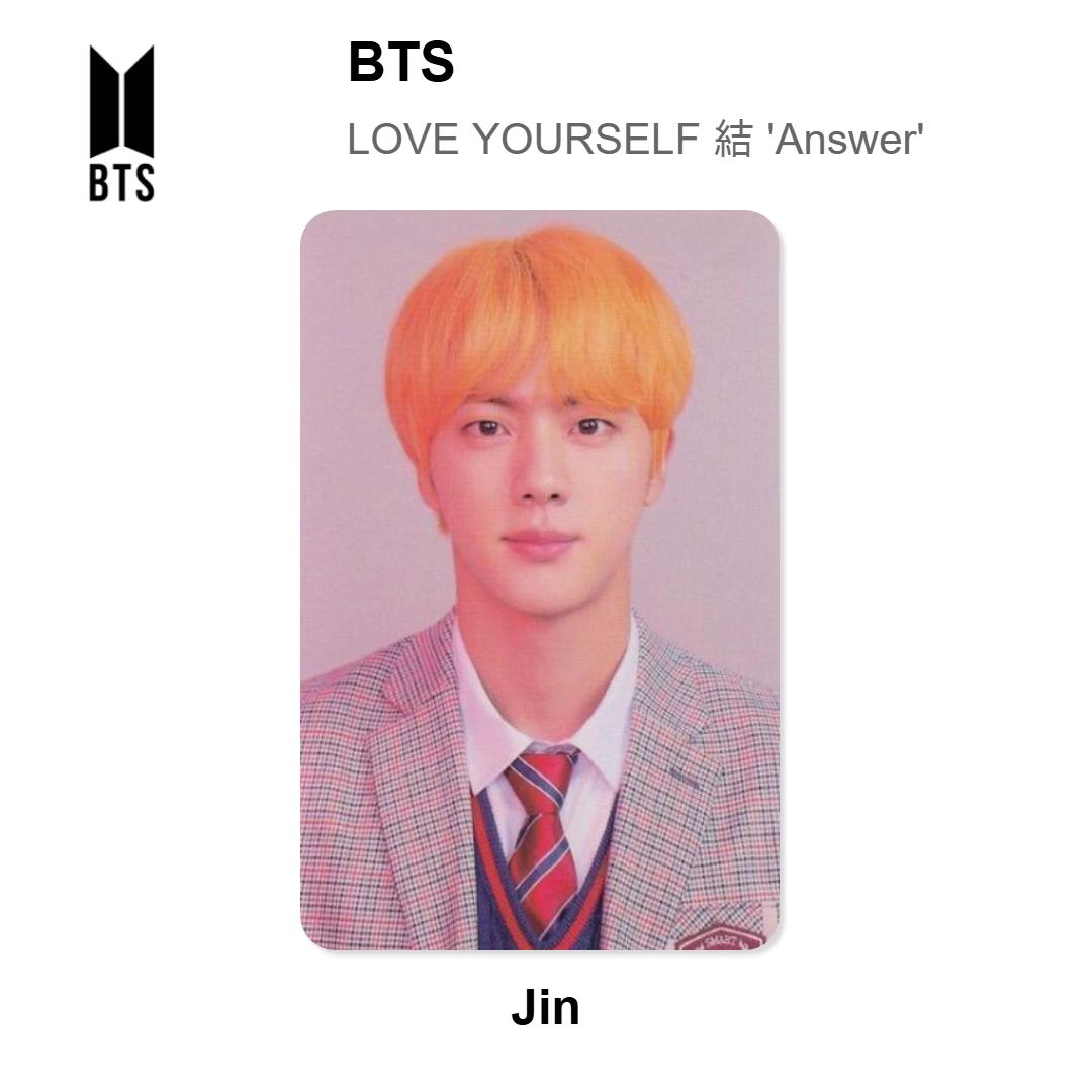 Официальная фотокарточка BTS LOVE YOURSELF  Answer  Jin 02
