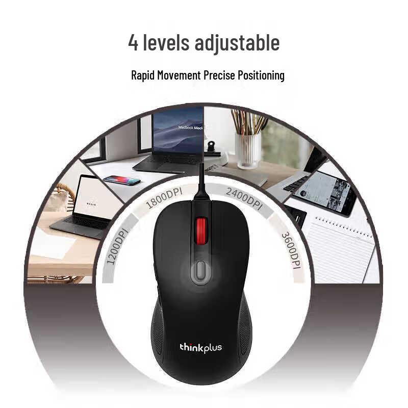 Lenovo M10 Pro Big Red Dot Ergonomic Wired Mouse