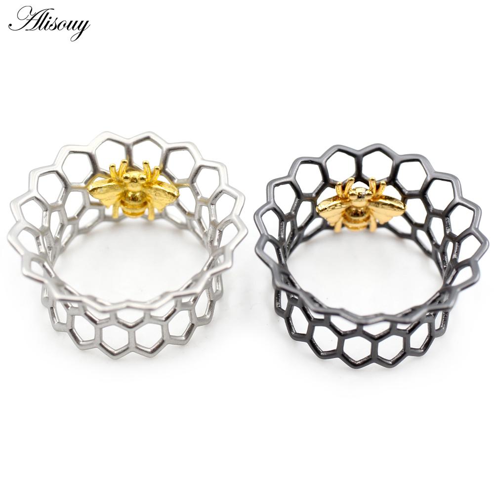 Alisouy 1PC 8-25mm Copper Hollow Honeycomb Bee Ear Tunnels Plugs Flesh Expander Stretchers Gauges Earrings Piercing Body Jewelry