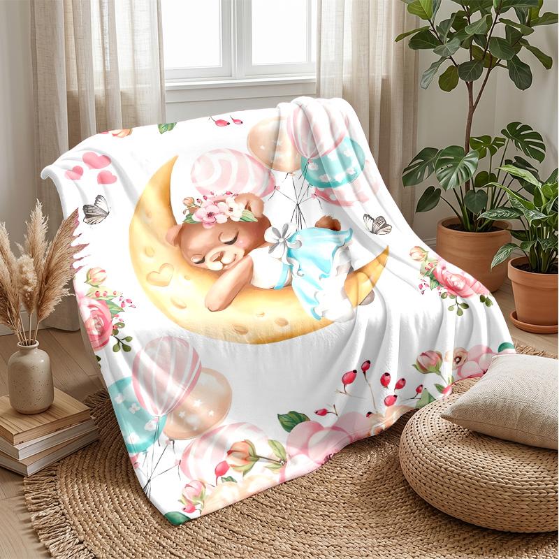 Teddy im Sternenbaum-Thema Decke Leichte Warme Flanelldecke Dekorative Überwurfdecke für Heimdekoration