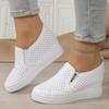 Thick Sole Hidden Wedge Shoes for Women Solid Color Breathable Casual Sneakers Woman Comfortable Slip On White Platform Sneakers