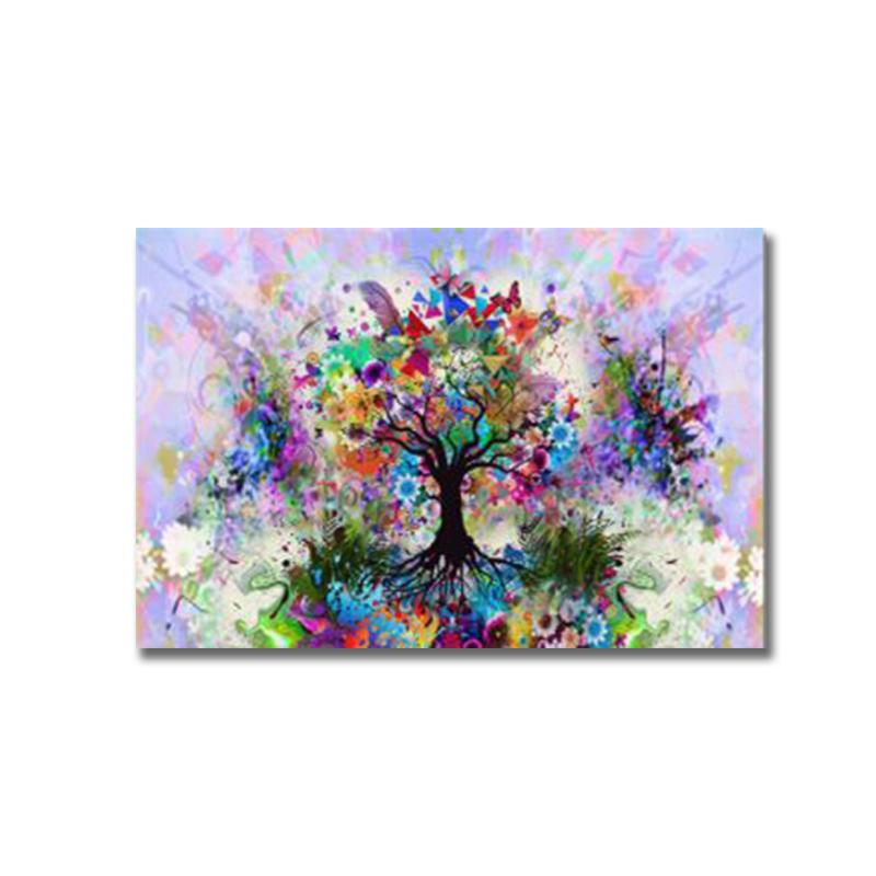 Abstract Art Watercolor Tree of Life Scandinavian Landscape Wall Art Flower Tree Canvas Poster and Prints Picture for Home Decor