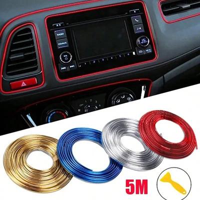 5M Moldura de Decoração para Carro Tiras Flexíveis Cobertura de Molduras Internas do Automóvel Acabamento Borda da Porta no Estilo do Carro Universal