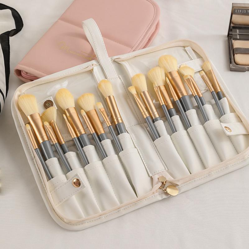 Makeup Brush Case Makeup Brush Holder Travel Waterproof Cosmetic Bag Stand-Up Foldable Makeup Cup With Zipper Makeup Brush Bag