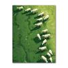 Modern Minimalist Pastoral Frameless Canvas Poster, Green Background with Sheep Herd, Wall Mural for Home Decor