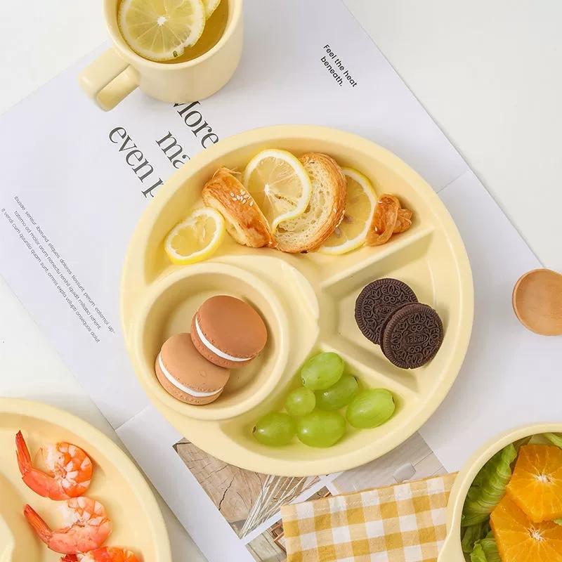 1 Stück PP Runde Unterteilte Speiseteller Küche Frühstück Snack Dip Schale Speiseteller Speiseschalen Kuchen Dessert Tablett Küchentischgeschirr