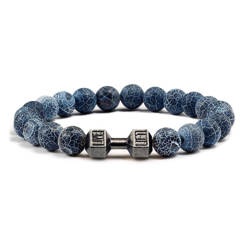 Black Weathered Wristband Adjustable Barcelets For Women Men Beads Bracelet Dumbbell Mens Fashion Yoga Jewelry Original Bangles