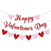 CAVLA Red Glittery Happy Valentine's Day Banner and Red Pink Glittery Hearts Banner Valentine's Day Banner Garland with Heart Signs Valentines Day