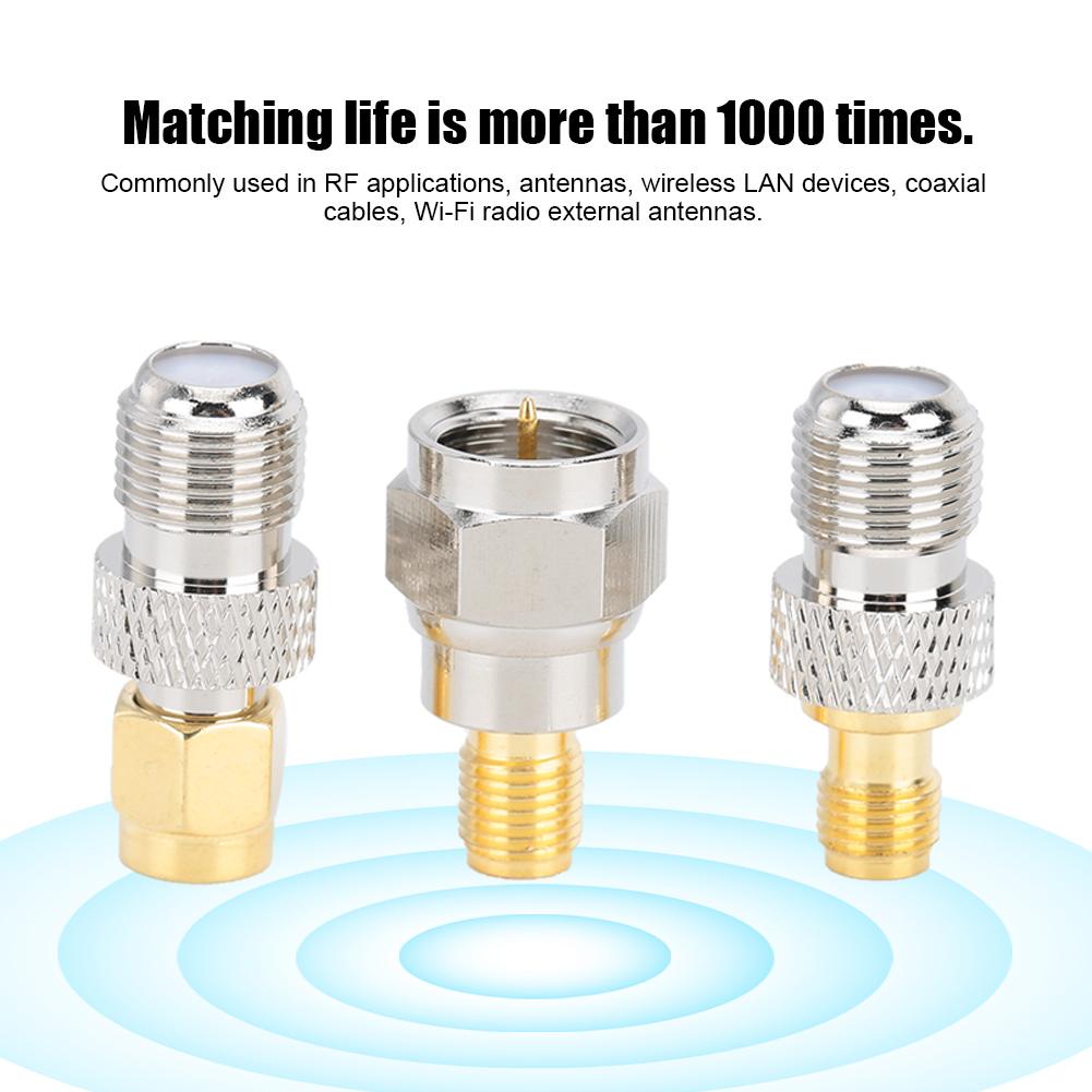 6Pcs 50 Ohms Impedance Pure Brass F Type To SMA Adapter with Strong Connectivity for Wi Fi Radio External Antennas