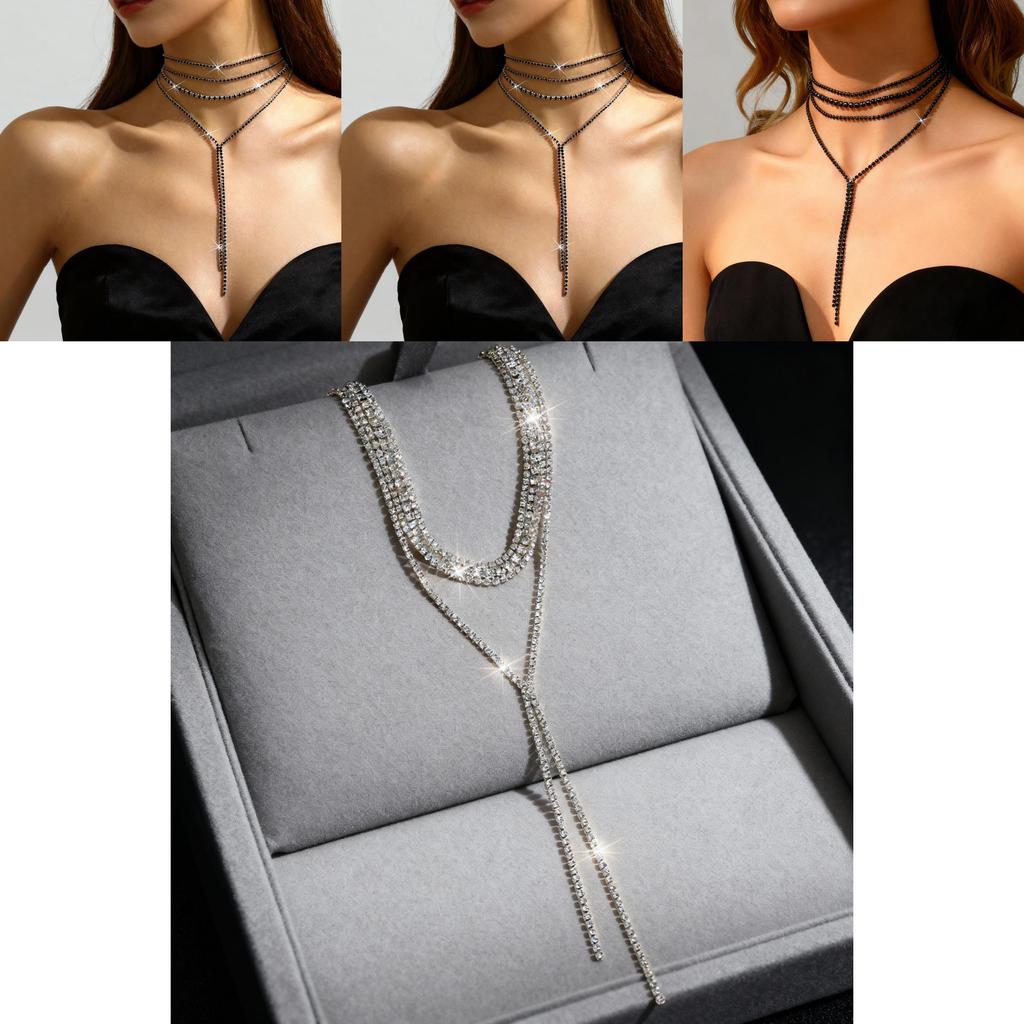 Geometric Pendant Necklace For Women With Sparkling Crystals And Multilayer Design For Fashionable Look