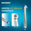 NICEDEN Dental 45 Degree LED High Speed Handpiece E-generator Integrated Small Head Push Button Handpiece Single Water Spray