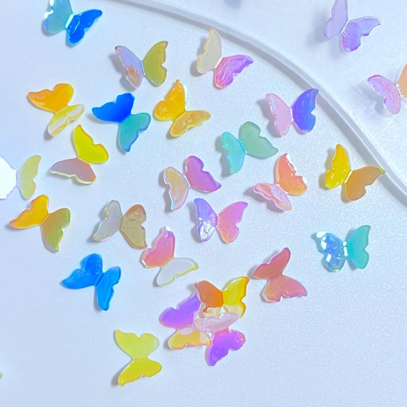 40Pcs New Cute Mini 8*10mm Cartoon Butterfly Flat Back Resin Cabochons Scrapbooking DIY Jewelry Craft Decoration Accessories