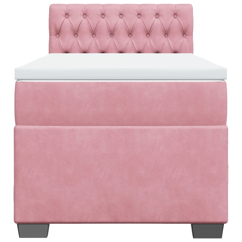 Box Spring Bed with Mattress Pink 100 x 200 cm Velvet