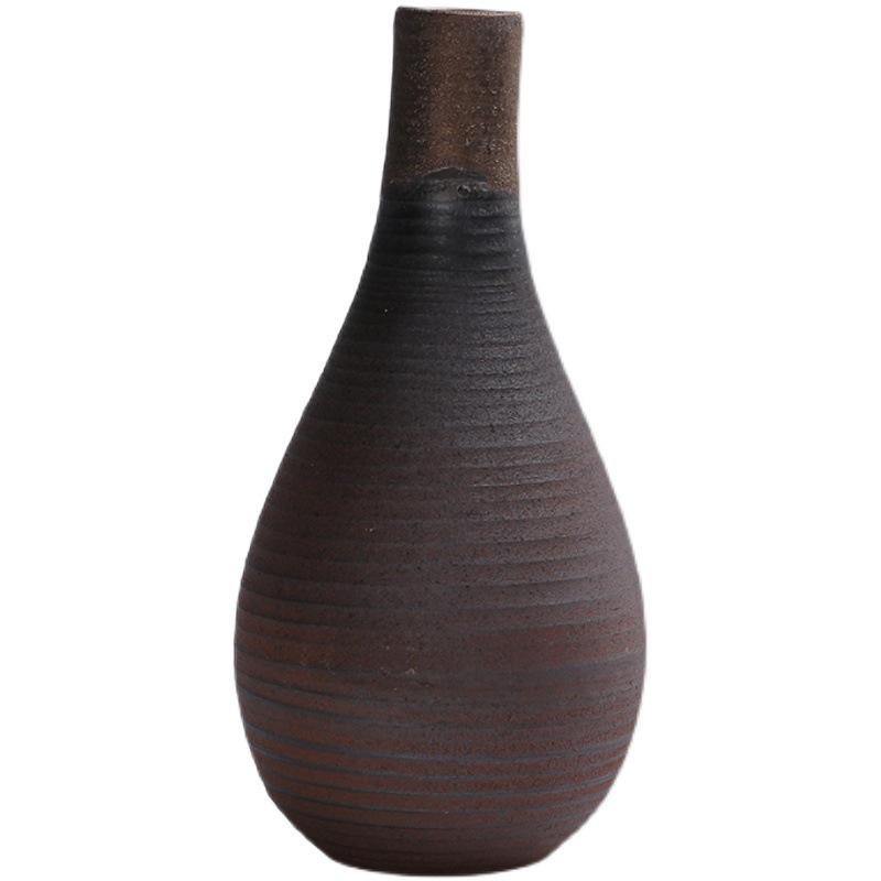 Retro Zen Coarse Pottery Ceramic Vase - Small Flower Holder