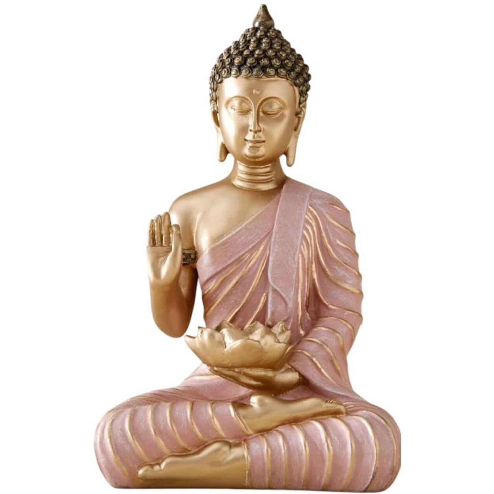 

Медитирующий сидящий Будда статуэтка идол домашний декор гостиная подарки декоративная статуэтка - 27 см (Смола, Розовый, Золотой)