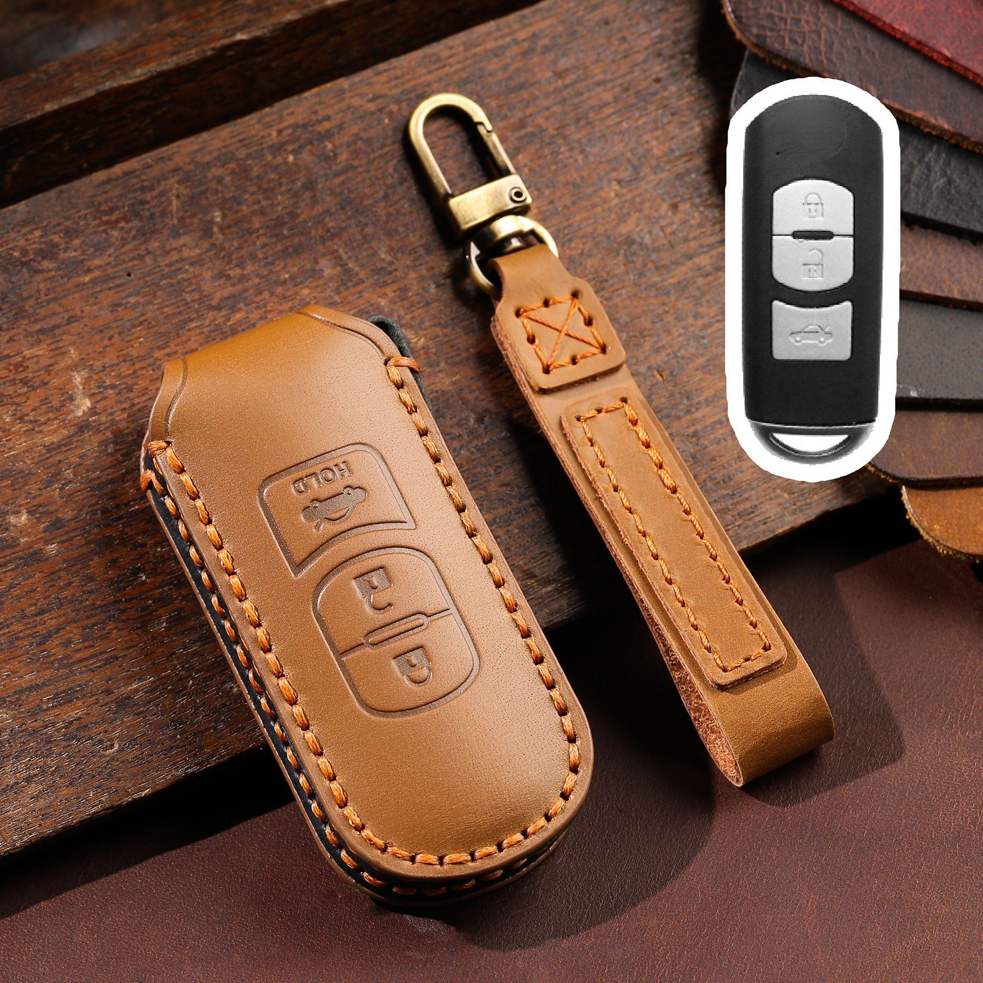 

2/3 Bottons Leatehr Car Key Cover Fob Case For Mazda 2 3 5 6 Bl Bm Gj Atenza Axela Demio Cx-3 Cx3 Cx-5 Cx5 Cx7 Cx-9 Cx8 Keyless