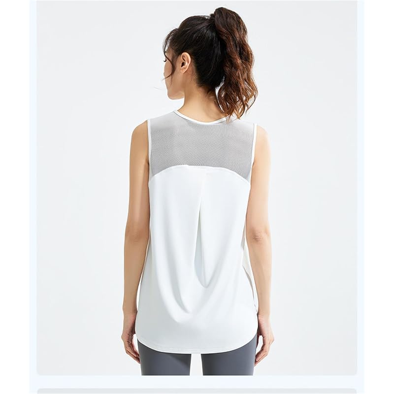 [Cloudstop] Women's Yoga Wear, Sports T-Shirt, Loose Fit Fitness Top, 2-Way Sleeveless, Stretch, Sweat-Wicking, Quick-Drying, Training, Body-Shaping
