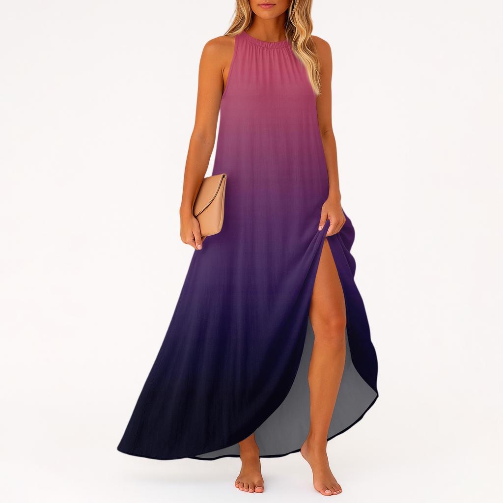 Women's Casual And Fashionable Round-neck  Sleeveless  Mid Length Dress