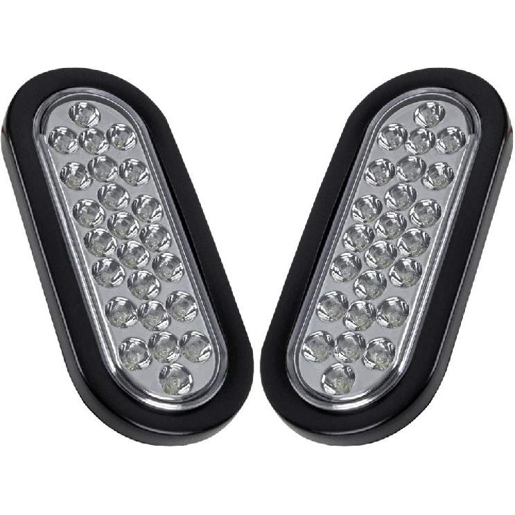 NEW SUN 6 Inch Oval LED Trailer Lights - 21 LED Ultra Bright Tail Light Kit With Surface Mount Grommets, Watertight 3-Prong Plug Reverse IP 67