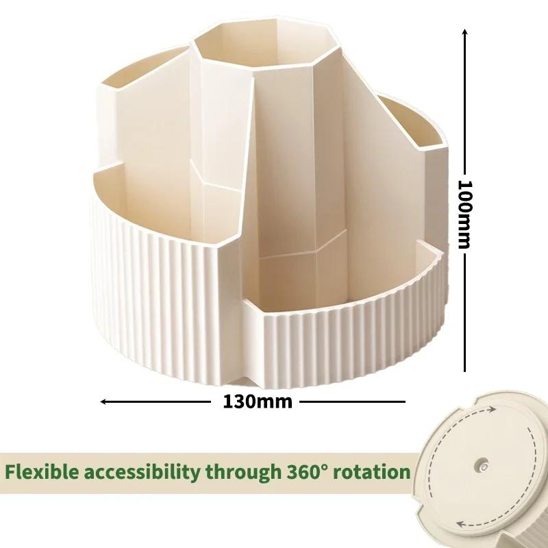 Desktop Stationery Organizer 5 Slots Stationery Storage Box 360 Degree Rotating Cute Pencil Cup Pot for Home Office School Box