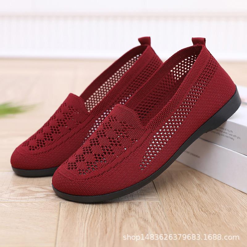 Summer Beijing cloth shoes shallow mouth breathable hollow casual non-slip mid sandals soft sole mesh surface