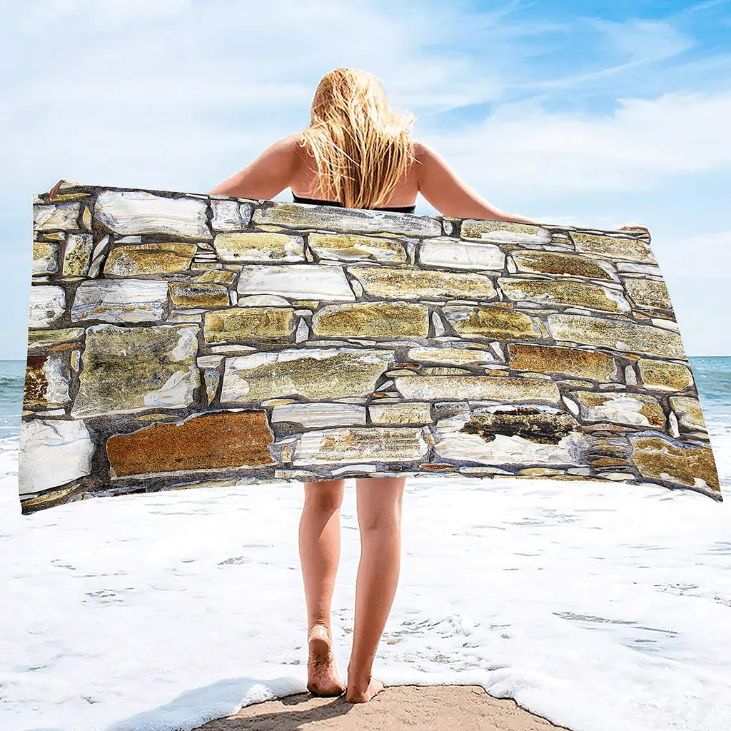 Colored Stone Series Seaside Vacation Beach Towel Swimming Bath Towel Sports Towel