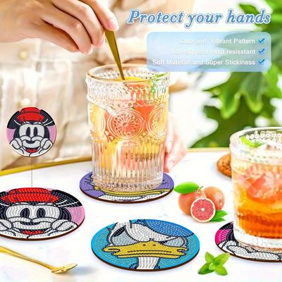 7pc/sets Happy Anime Characters Diamond Painting Coasters DIY Diamond Art Coasters 5D Full Drill Diamond Coasters Acrylic Round Cup