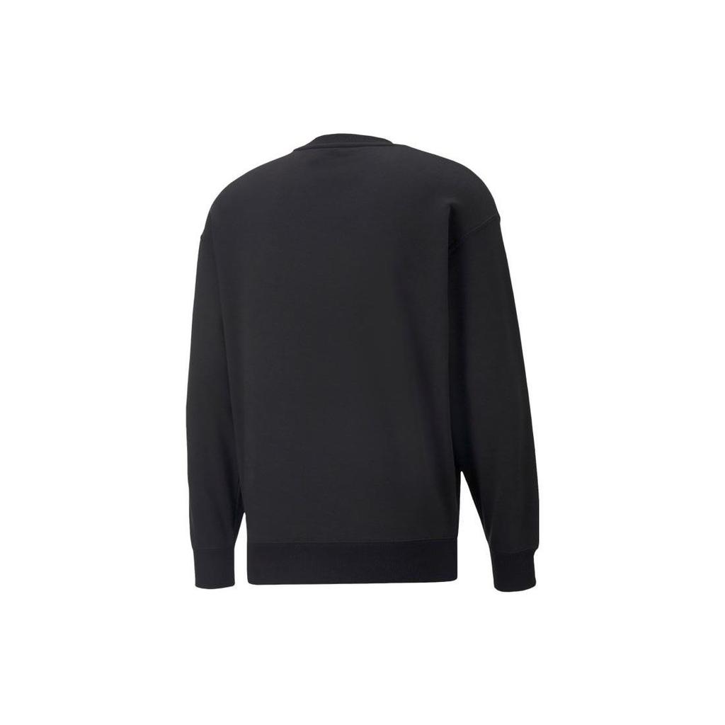 Puma Solid Color Logo Print Crew Neck Sweatshirt Men Tops Black 537662-01