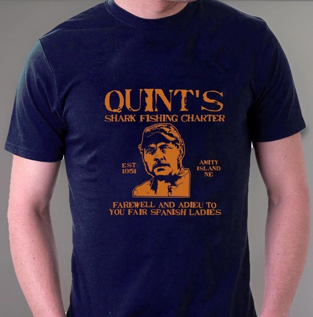 CLEARANCE NAVY XXL Quint s Shark Fishing T-shirt Jaws Tribute Tee Sillytees L