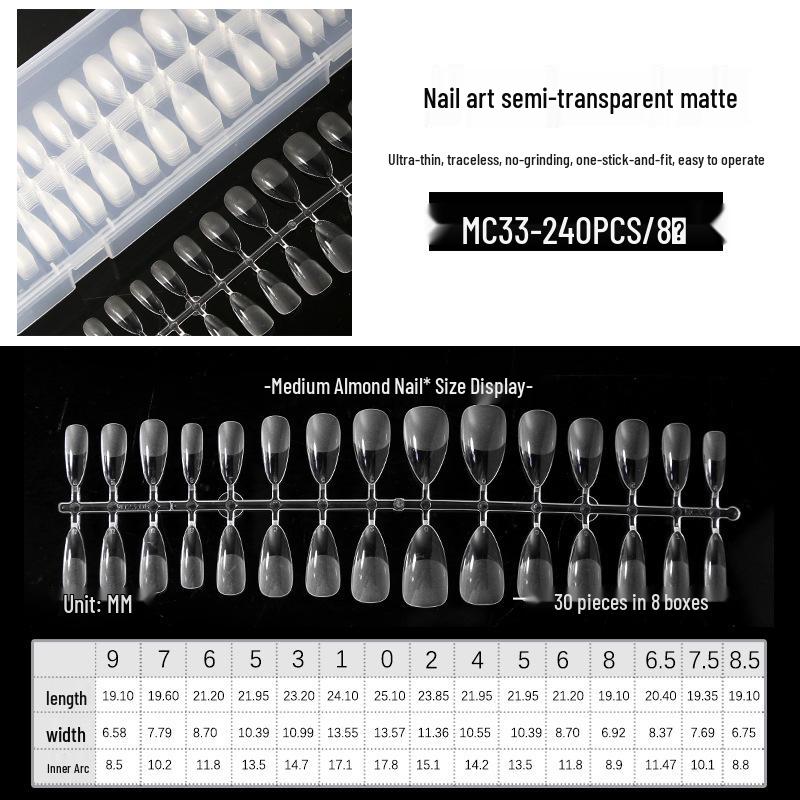 

240 Прозрачные Матовые Длинные Наконечники для Ногтей Балерина - Ультратонкие и Не Требующие Опиливания