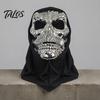 Full Head Black Scarf Mask Halloween Skull Mask, with Breathable Mesh Eyes Design, Mirror Texture Headscarf for Adults Party Props Face