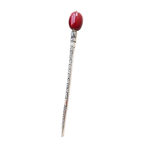 

@ Oxodise Metal Juda Hair Stick With Pearl Red Color 16g Zr-2937-60%Off
