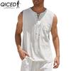 QICED Cotton Sleeveless T-shirt Men's Fashion Loose Shirt Printed Compassionate Shirt