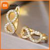 Huitan Women Hoop Earrings Eight Shaped Luxury Party Lady Accessories Inlaid Shining CZ Charming Wedding Jewelry Elegant Gift