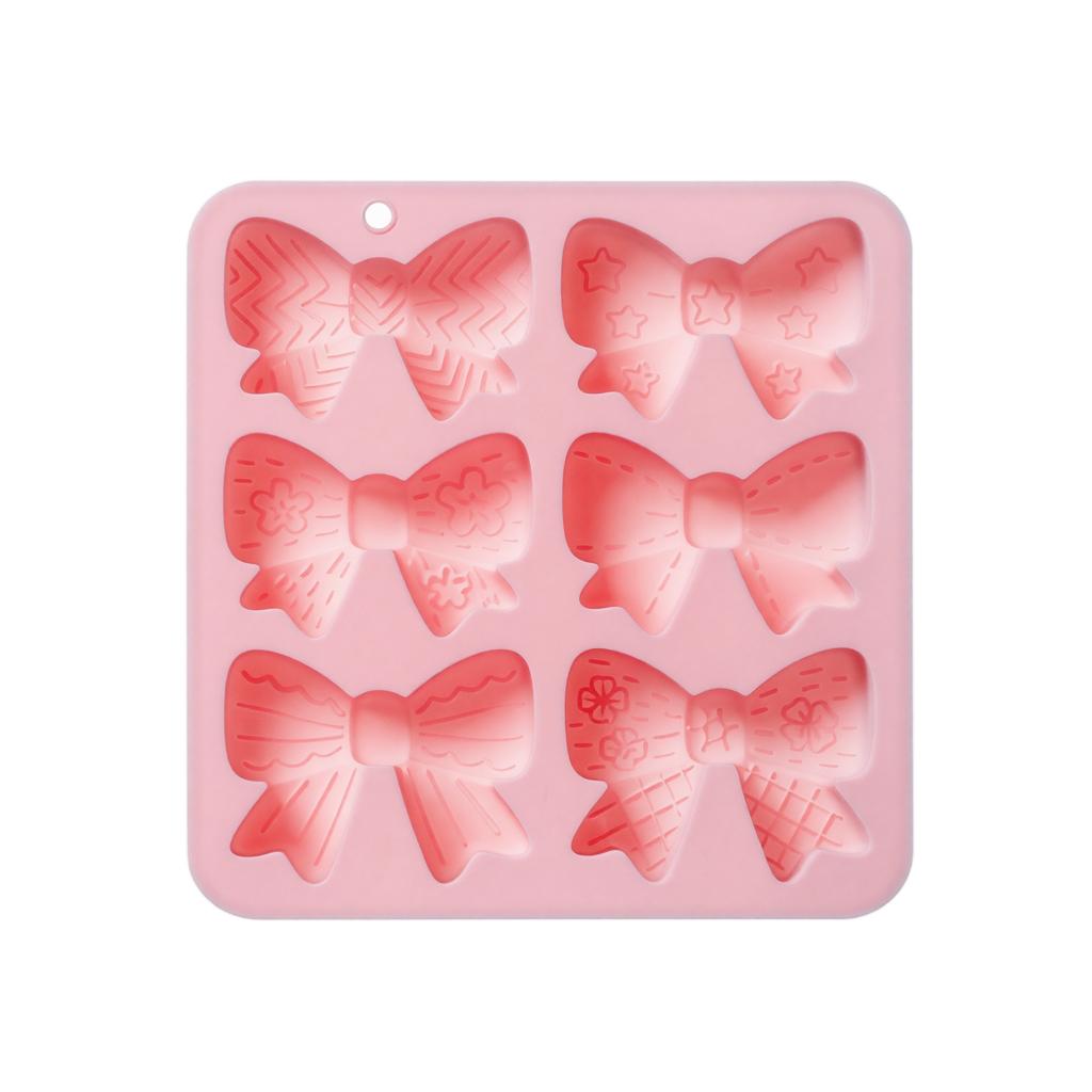 Silicone Bowknot Mold Set 6 Cavities for Cake Decoration Soap Making Resin Chocolate Candy Mold Flexible Non-Stick Baking Tool