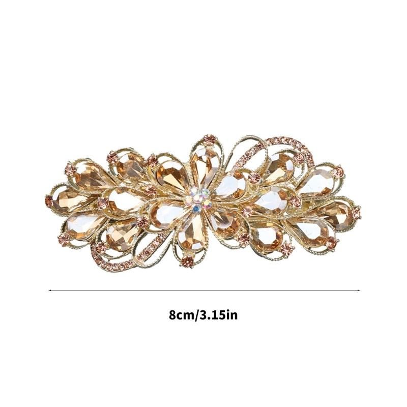 Elegante Fermaglio per Capelli con Strass da 8 cm per Donna Barrettes Decorate con Strass in Lega di Zinco per Acconciature Raccolte e Code di Cavallo