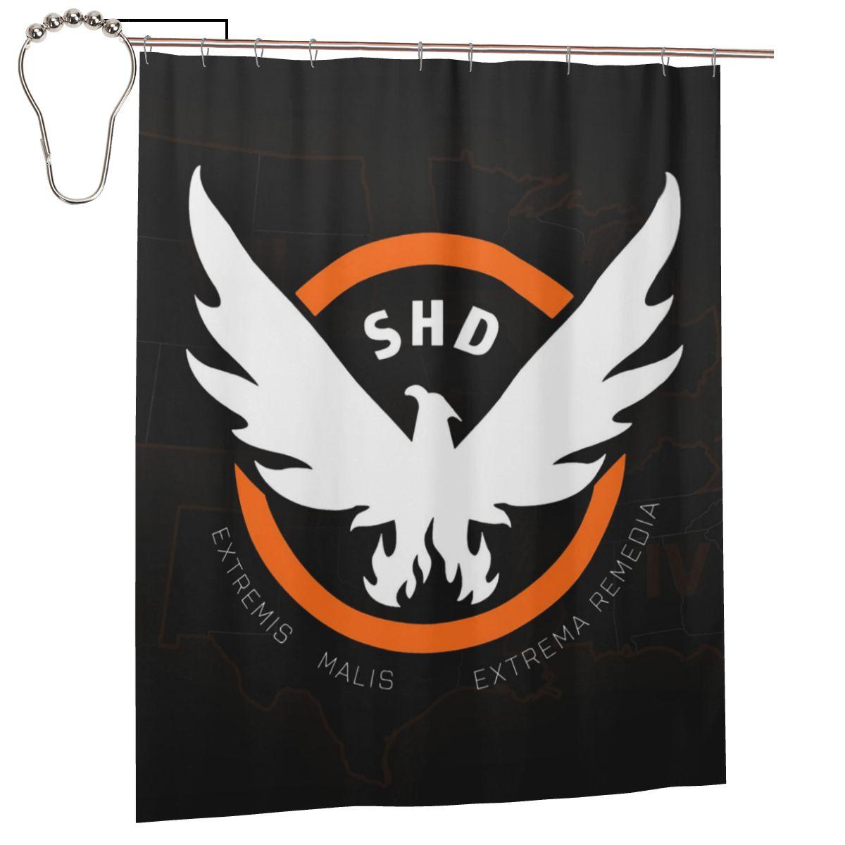 The Division Shd Strategic Homeland Division Shower Curtain Bathroom Polyester Waterproof Bath Curtains With Hooks W60H190(CM)-1 Pcs