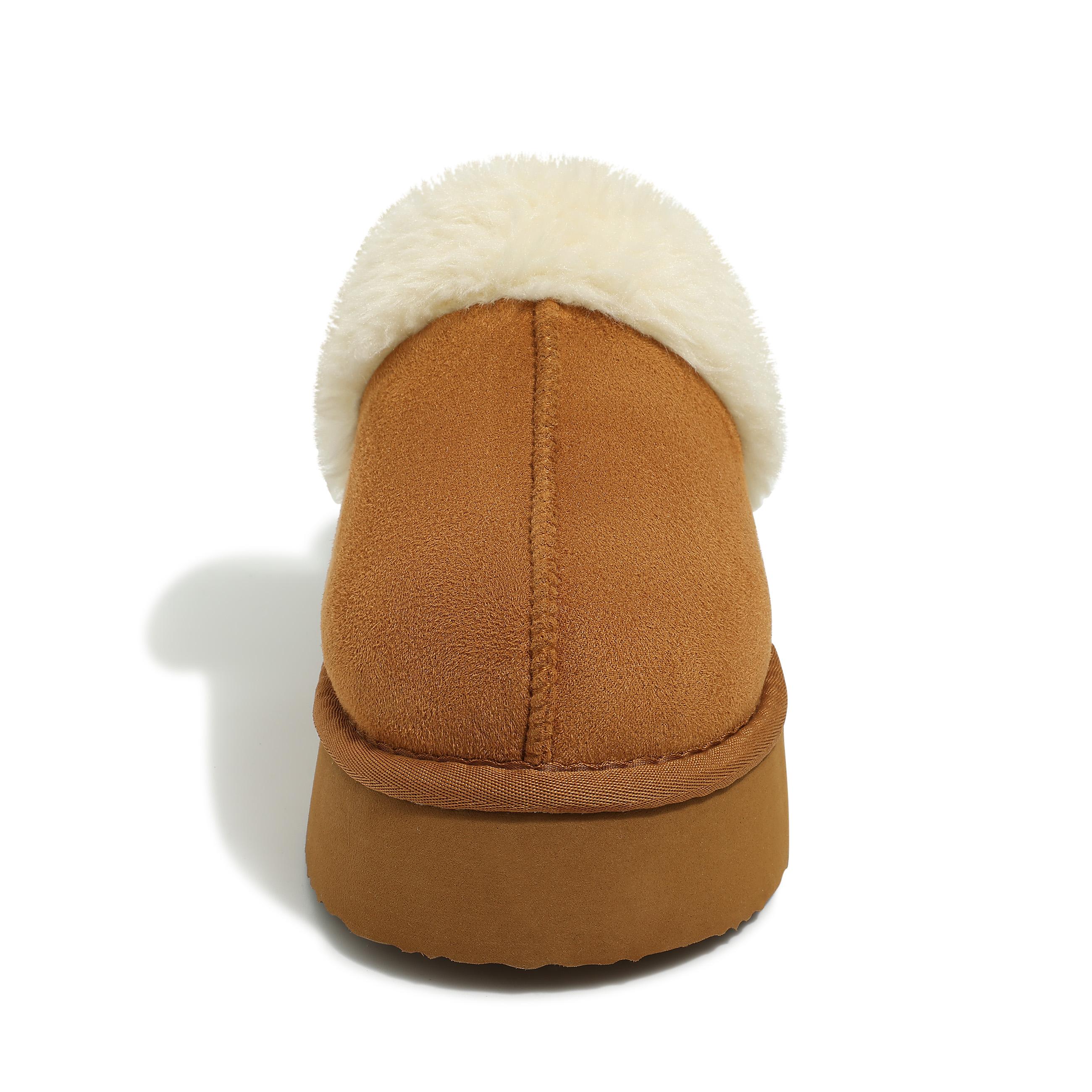 Comwarm Платформенные тапочки с плюшевым воротником Женские утолщенные пушистые тапочки — фото 6