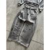 Bluza z kapturem Y2K Harajuku Punk Gotycka Luźna z haftowanym amerykańskim naszywką Casual Podwójny kaptur High Street Retro Sportowa Sui