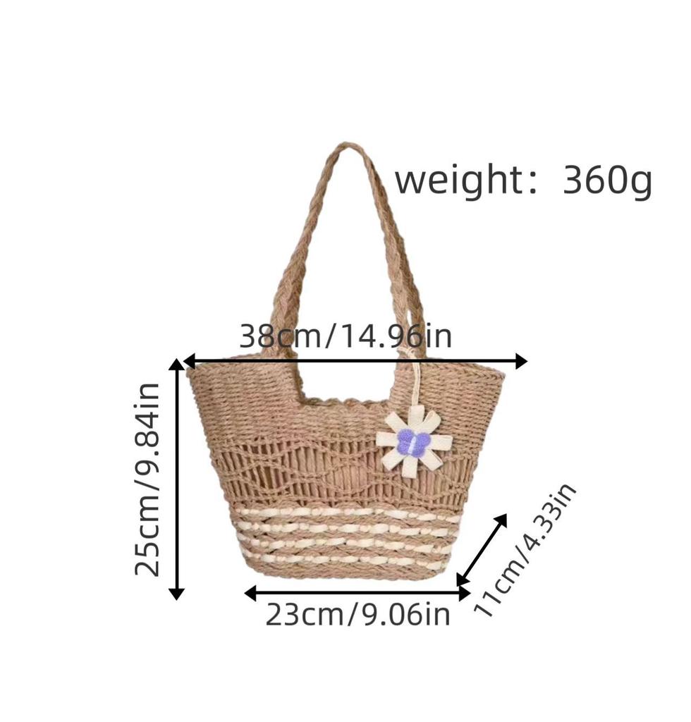New Summer Straw Woven Bag for Women Fashion All-match Casual Shoulder Bag Forest Style Handmade Bag Large Capacity Beach Bag