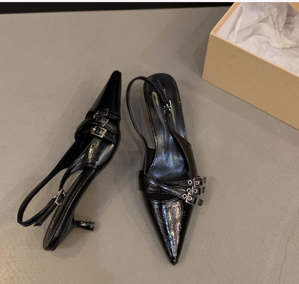 Nové Sandály na Vysokém Podpatku Dámské Boty Jaro Léto Obuv Špičatá Špička Párty Dámské Boty Módní Sponkový Pásek Dámské Lodičky