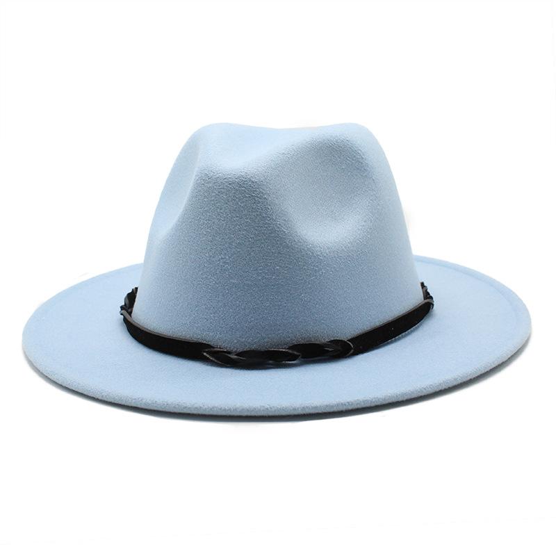 Seasonal Big Eaves Hat Flat Edge Top Hat Men'S And Women'S Woolen Jazz Hat Lmn172