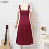 ZANZEA Elegantes Damen-Off-Shoulder-Ärmelloses Freizeit-Partykleid
