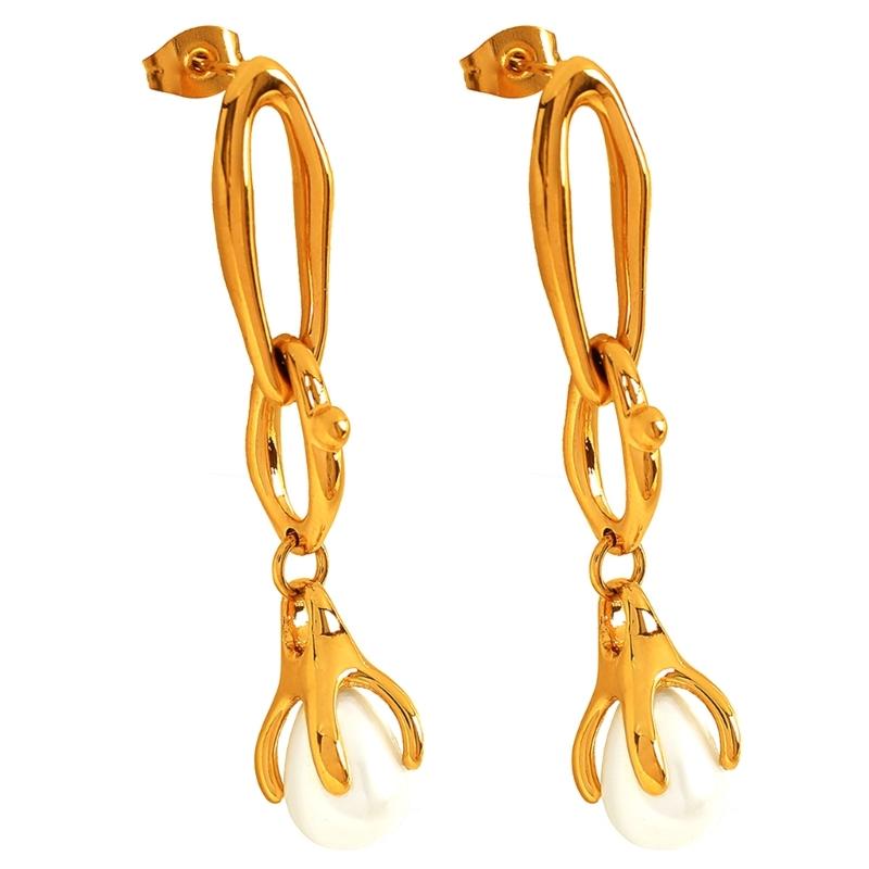 Fashion Pearls Earrings Delicate Ear Studs Stylish Ear Jewelry Stainless Steel Texture for Youthful Fashion Lovers 1