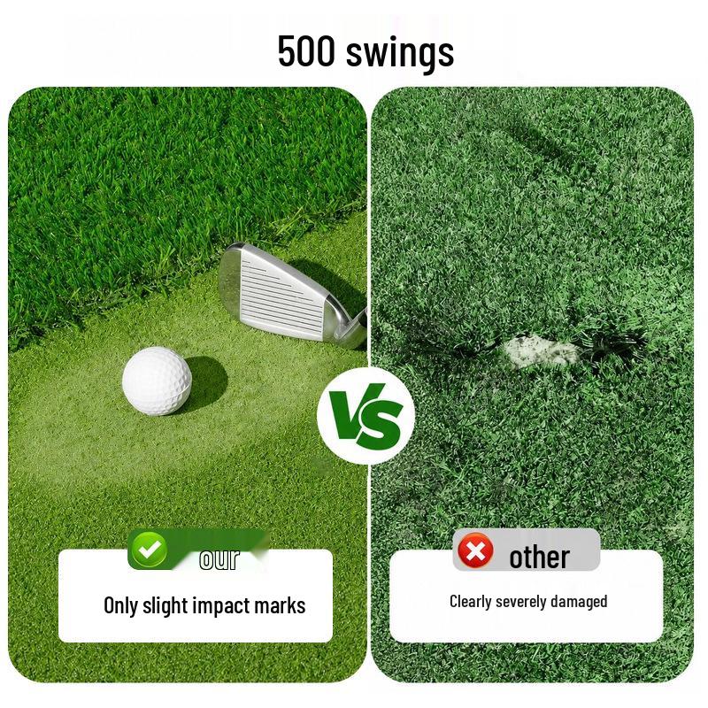 Two-Line Golf Practice Mat with Thickened Insertable Tee and Three-Grass Combination for Swing Training