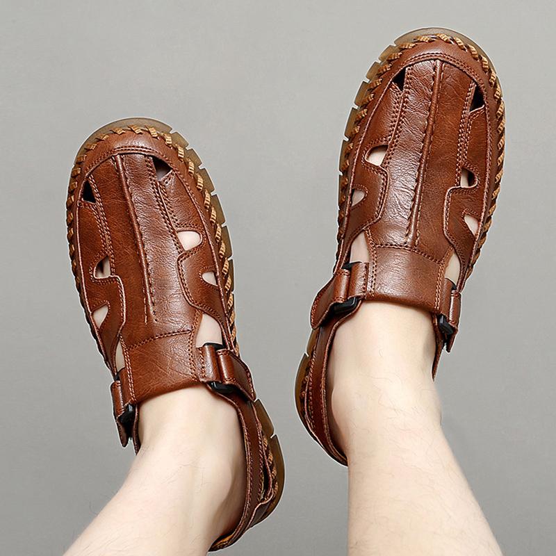 Pánské ručně vyráběné sandály nadměrné velikosti Kožené plážové sandály