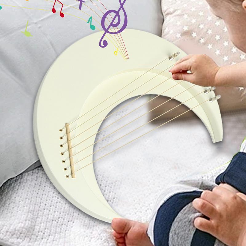 Lyre Harp Musical Instrument Wooden Moon Lyre Harp 7 Strings Lyre Piano Crescent Musical Instrument Portable Harp Instrument