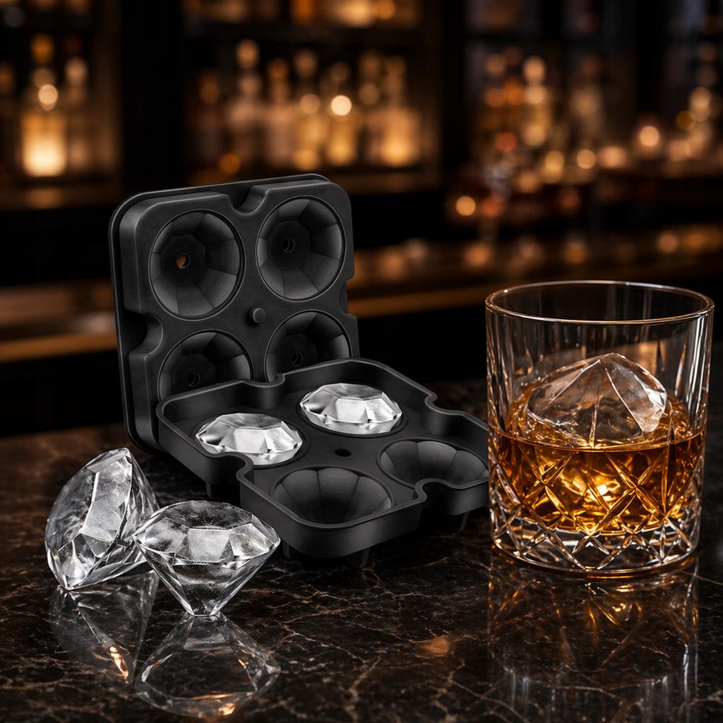 Diamond Ice Cube Tray 4 Carats Silicone Mold